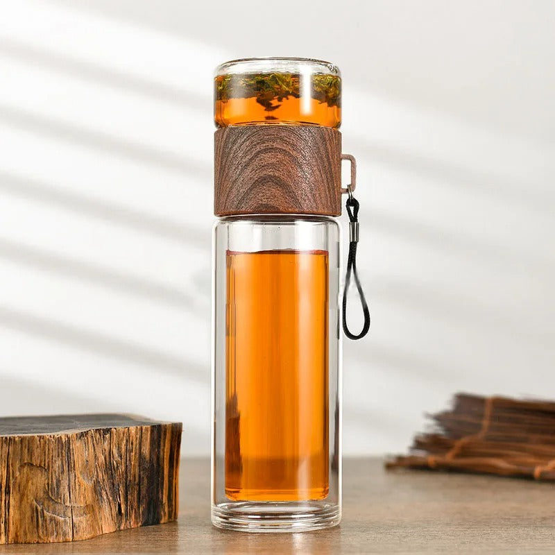 Portable Transparent Thermal Bottle with Tea Filter for Healthy Drinks