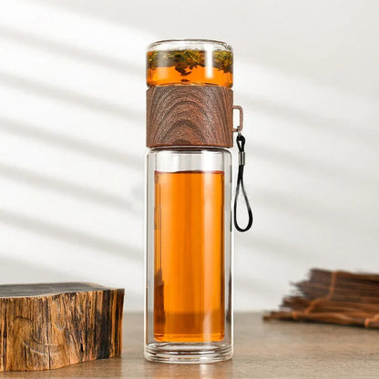 Portable Transparent Thermal Bottle with Tea Filter for Healthy Drinks