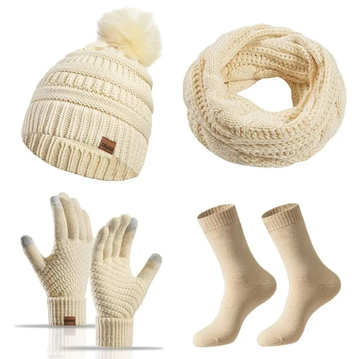Knit Beanie, Gloves, and Neck Warmer Set for Women - Winter Accessories