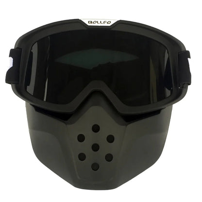 Adjustable Strap Motorcycle Goggles with Detachable Face Mask - Anti-Fog