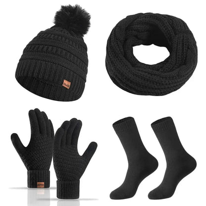 Knit Beanie, Gloves, and Neck Warmer Set for Women - Winter Accessories
