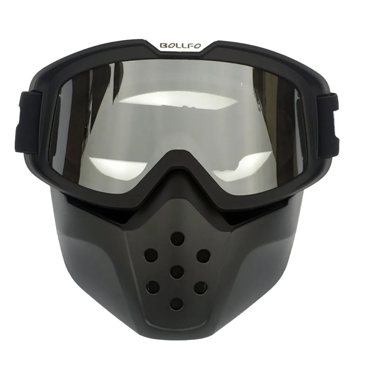 Adjustable Strap Motorcycle Goggles with Detachable Face Mask - Anti-Fog