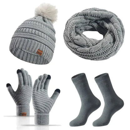 Knit Beanie, Gloves, and Neck Warmer Set for Women - Winter Accessories