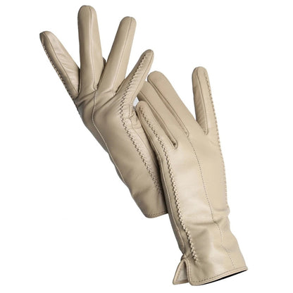 Touchscreen Driving Gloves for Women - Warm Lined Sheepskin Leather