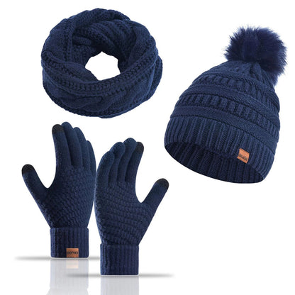 Knit Beanie, Gloves, and Neck Warmer Set for Women - Winter Accessories