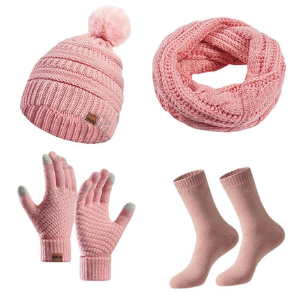 Knit Beanie, Gloves, and Neck Warmer Set for Women - Winter Accessories