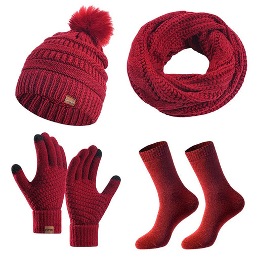 Knit Beanie, Gloves, and Neck Warmer Set for Women - Winter Accessories