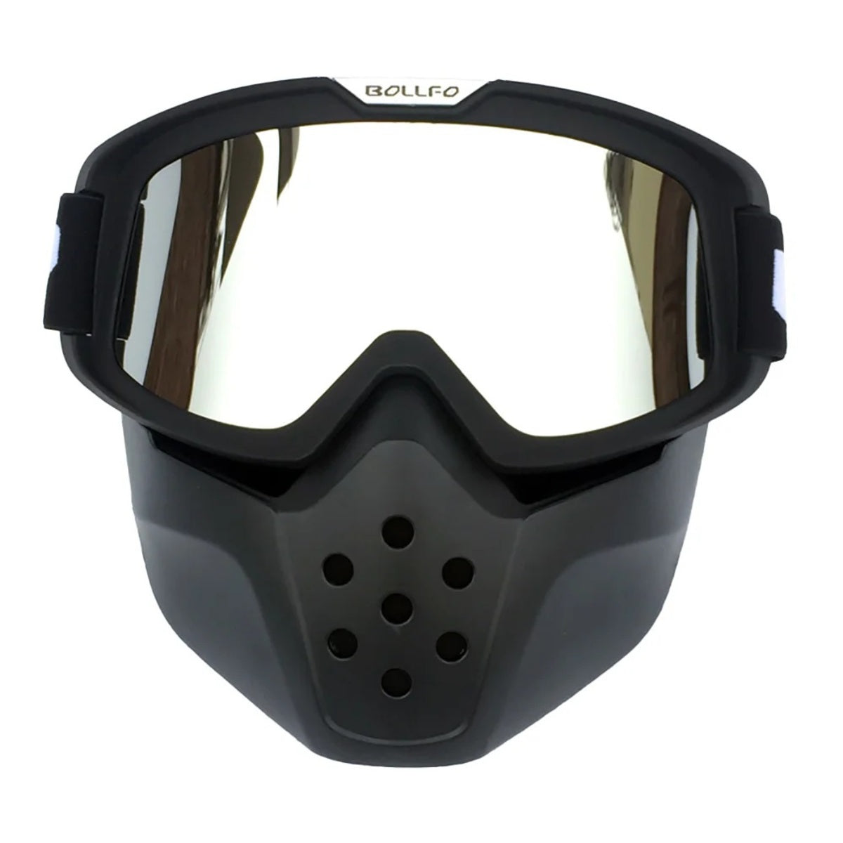 Adjustable Strap Motorcycle Goggles with Detachable Face Mask - Anti-Fog