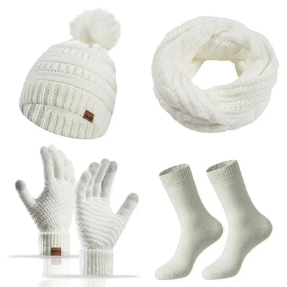 Knit Beanie, Gloves, and Neck Warmer Set for Women - Winter Accessories