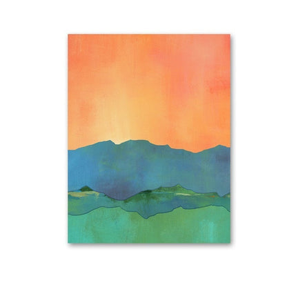 Vibrant Horizon Canvas Art Print - Blue and Yellow Palette
