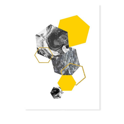Vibrant Yellow Marble Triangle Canvas Art for Modern Spaces