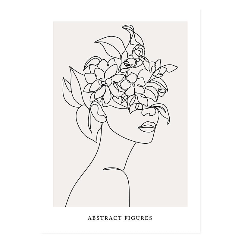 Chic Floral Minimalist Canvas Art Print - Soft Beige Tones