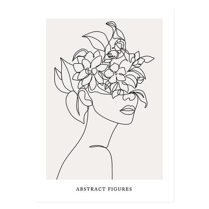 Chic Floral Minimalist Canvas Art Print - Soft Beige Tones