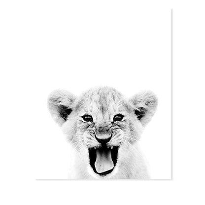 Canvas Print of Black and White African Lion Wall Art