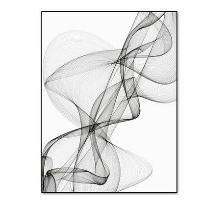 Abstract Wavy Lines in Black and White - Canvas Art Print