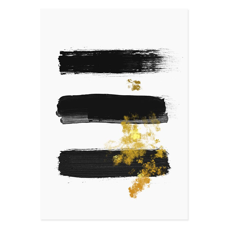 Elegant Black & Gold Abstract Canvas Art Print