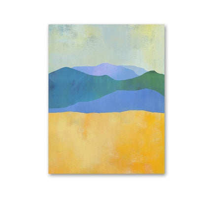 Vibrant Horizon Canvas Art Print - Blue and Yellow Palette