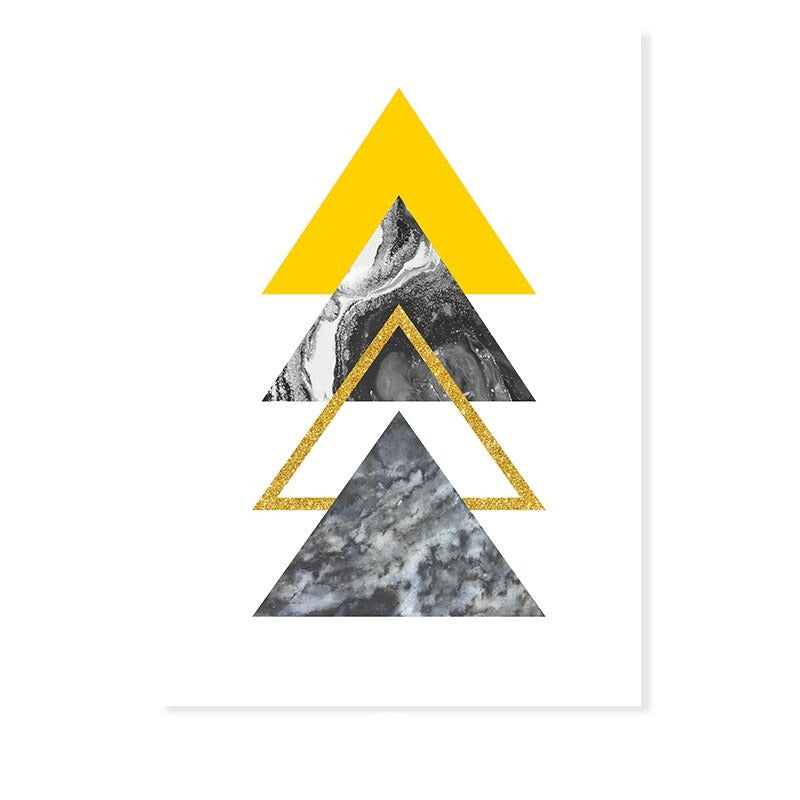 Vibrant Yellow Marble Triangle Canvas Art for Modern Spaces