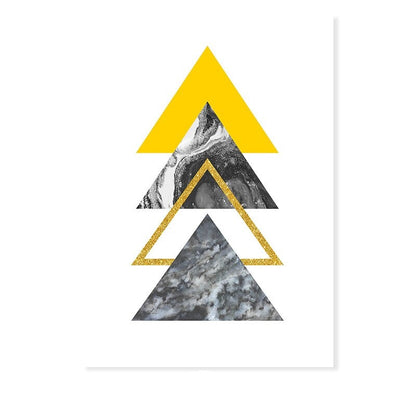 Vibrant Yellow Marble Triangle Canvas Art for Modern Spaces