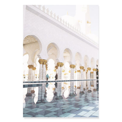 White and Gold Mosque Arch - Canvas Art Print for Wall Decor