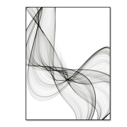 Abstract Wavy Lines in Black and White - Canvas Art Print