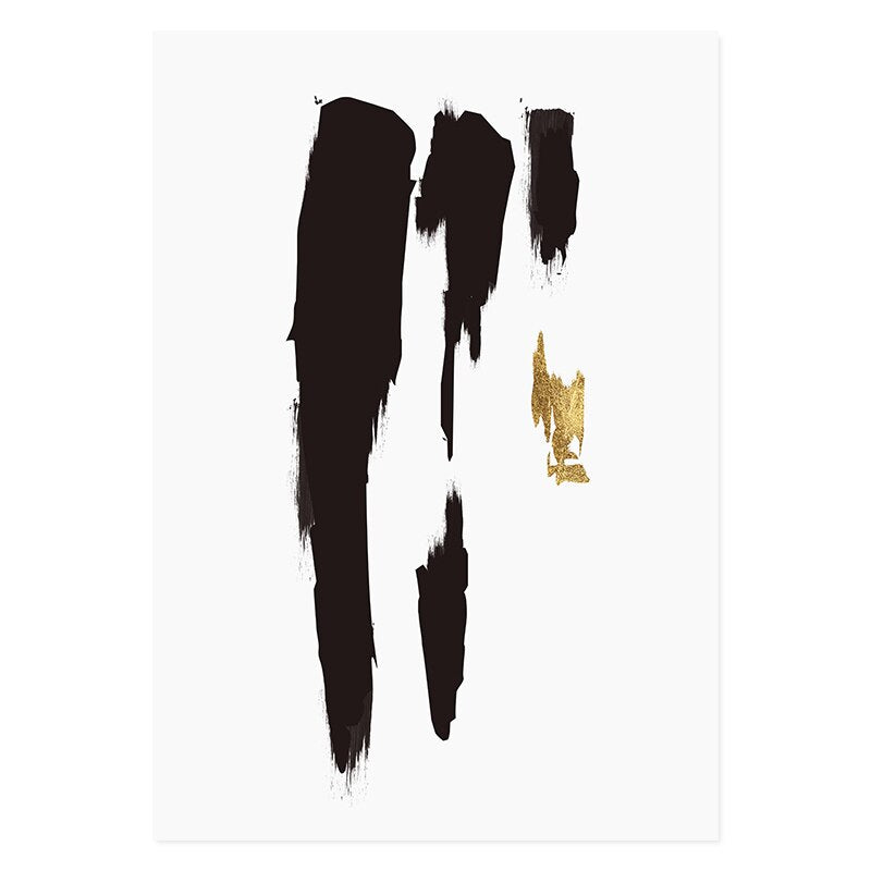 Elegant Black & Gold Abstract Canvas Art Print