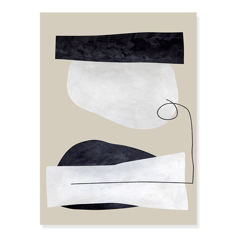 Elegant Abstract Canvas Art - Beige & Black Design