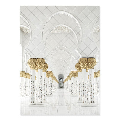 White and Gold Mosque Arch - Canvas Art Print for Wall Decor