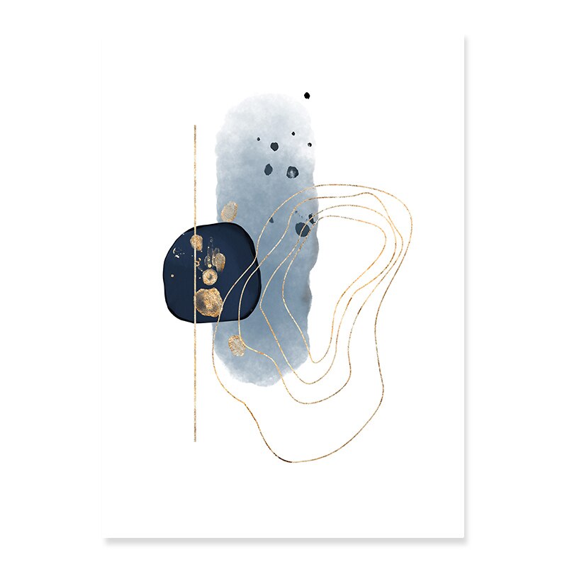 Serene Blue and Gold Abstract Canvas Art for Your Space