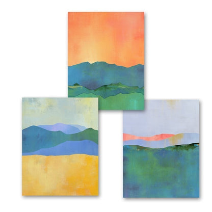 Vibrant Horizon Canvas Art Print - Blue and Yellow Palette