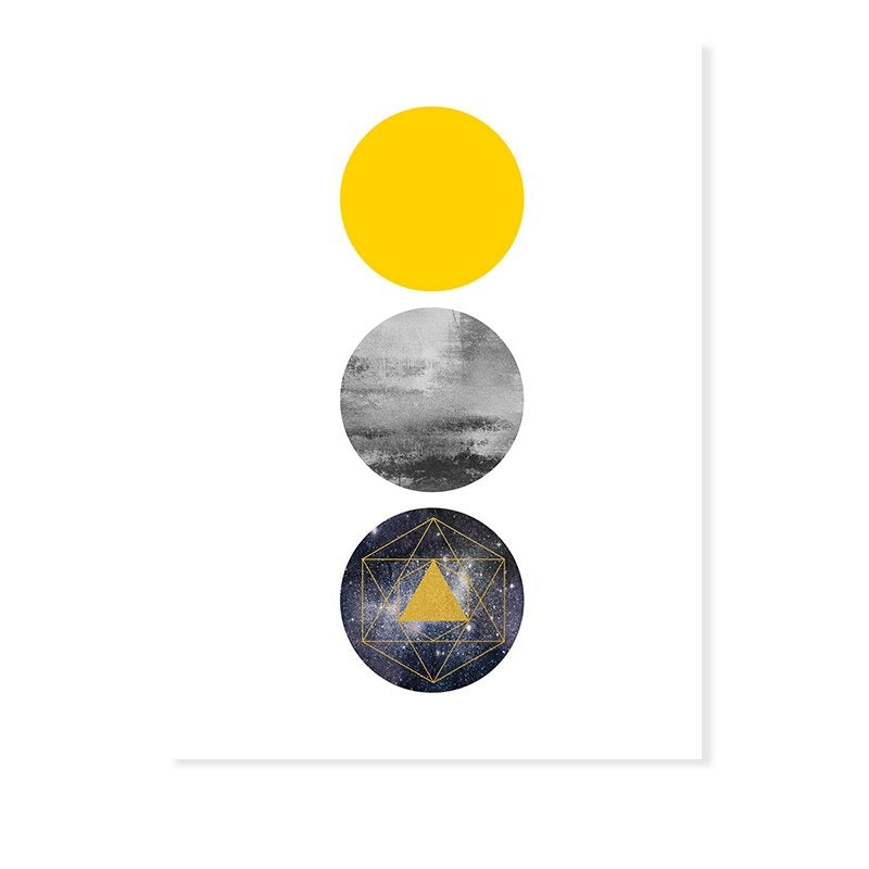 Vibrant Yellow Marble Triangle Canvas Art for Modern Spaces