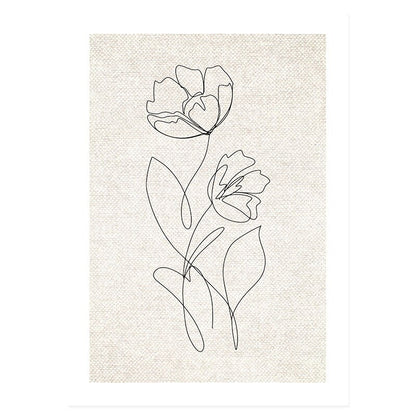 Chic Floral Minimalist Canvas Art Print - Soft Beige Tones