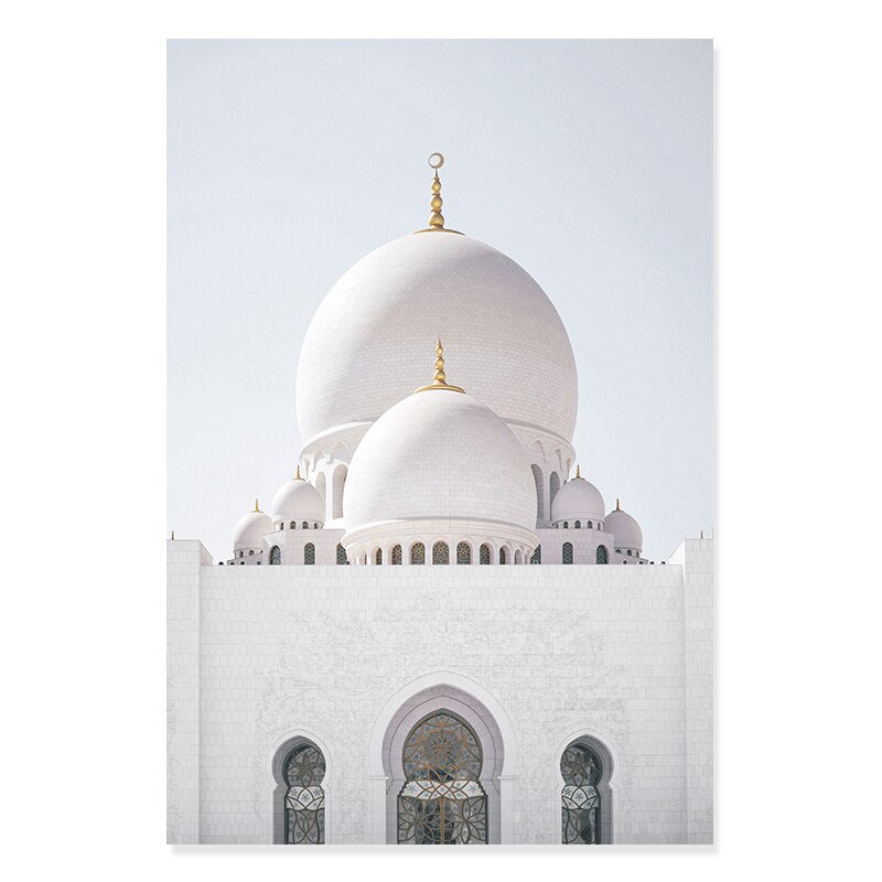 White and Gold Mosque Arch - Canvas Art Print for Wall Decor