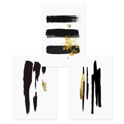 Elegant Black & Gold Abstract Canvas Art Print