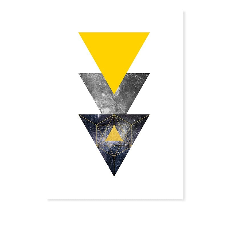 Vibrant Yellow Marble Triangle Canvas Art for Modern Spaces