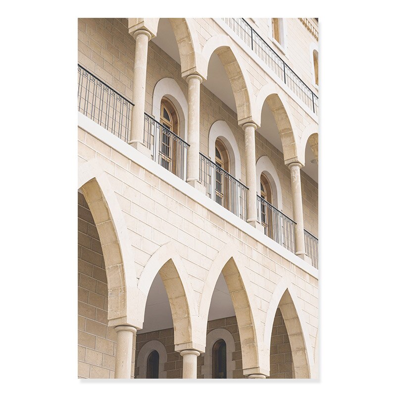 White and Gold Mosque Arch - Canvas Art Print for Wall Decor