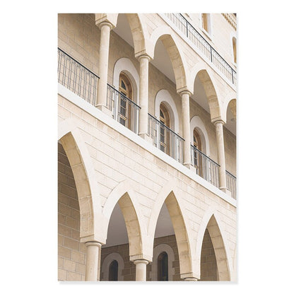 White and Gold Mosque Arch - Canvas Art Print for Wall Decor