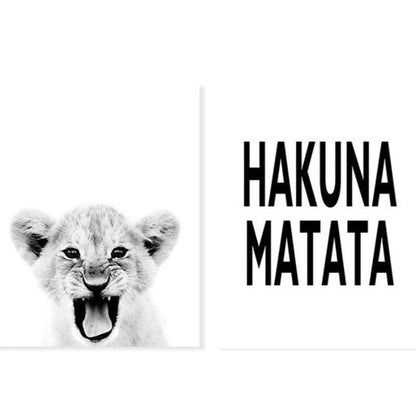 Canvas Print of Black and White African Lion Wall Art