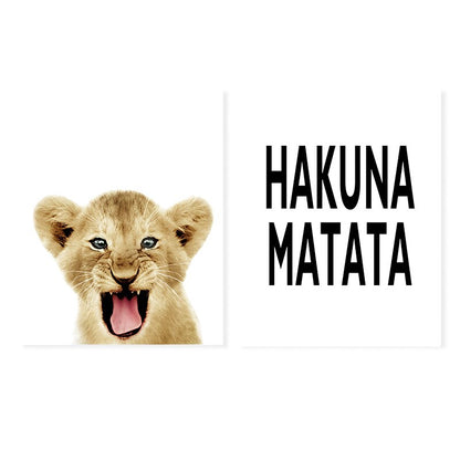 Canvas Print of Black and White African Lion Wall Art