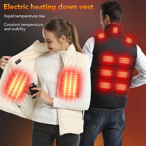 Electric Winter Jacket - Unisex Down Vest with 15 Heated Zones