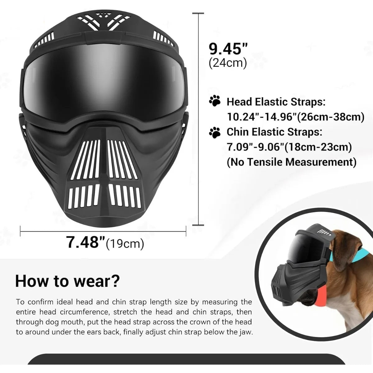 Tactical Sunglasses for Large Dogs - Full-Face Goggles, Windproof & UV Protection