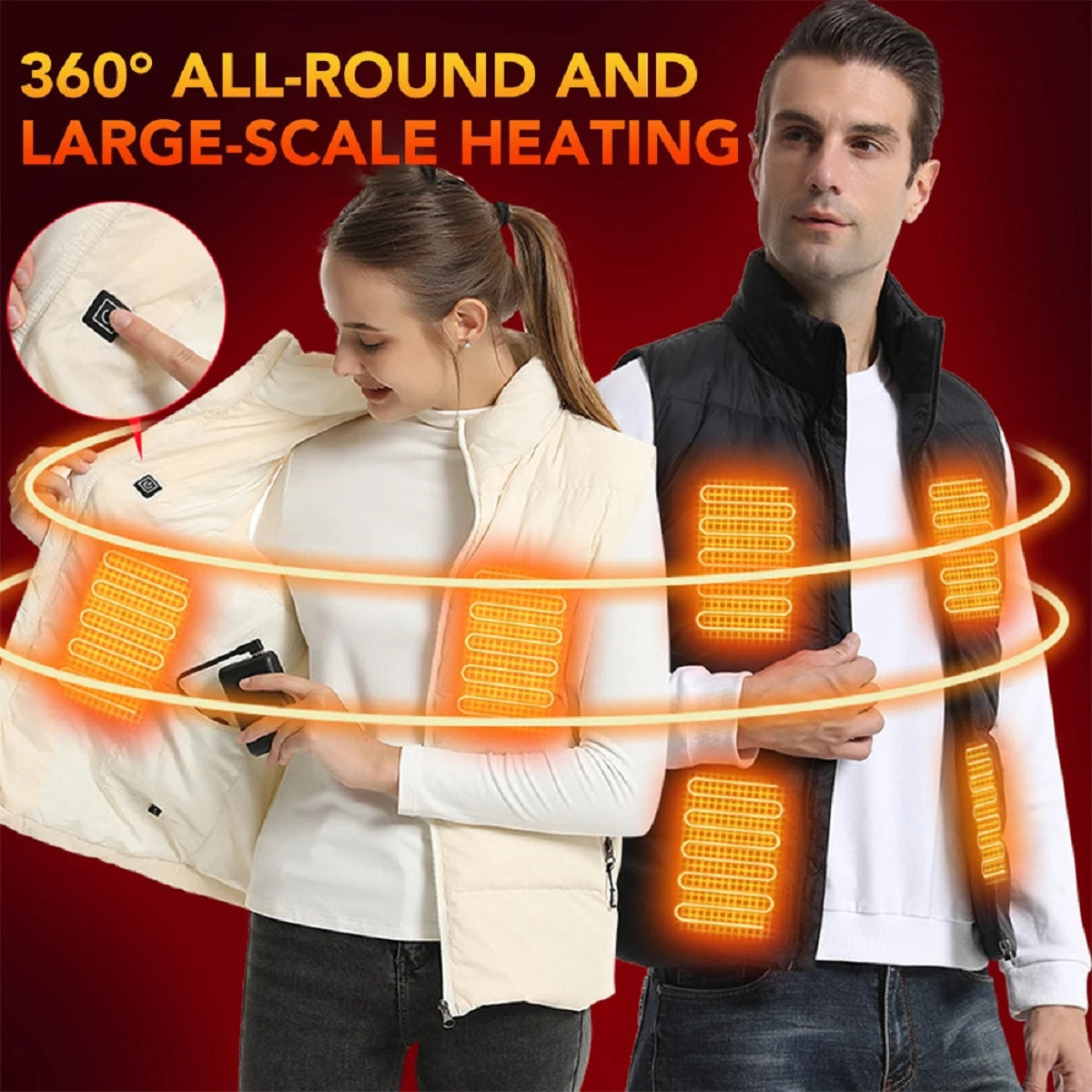 Electric Winter Jacket - Unisex Down Vest with 15 Heated Zones