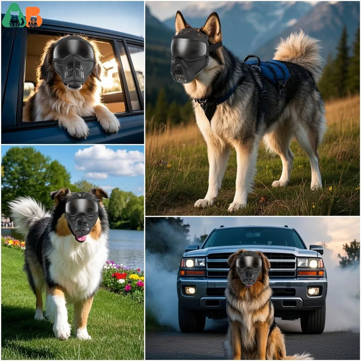 Tactical Sunglasses for Large Dogs - Full-Face Goggles, Windproof & UV Protection