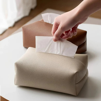 Soft Faux Leather Tissue Holder – Sleek Minimalist Design