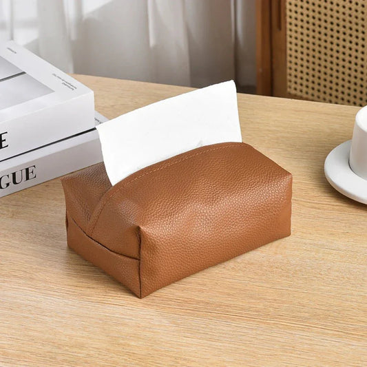 Soft Faux Leather Tissue Holder – Sleek Minimalist Design