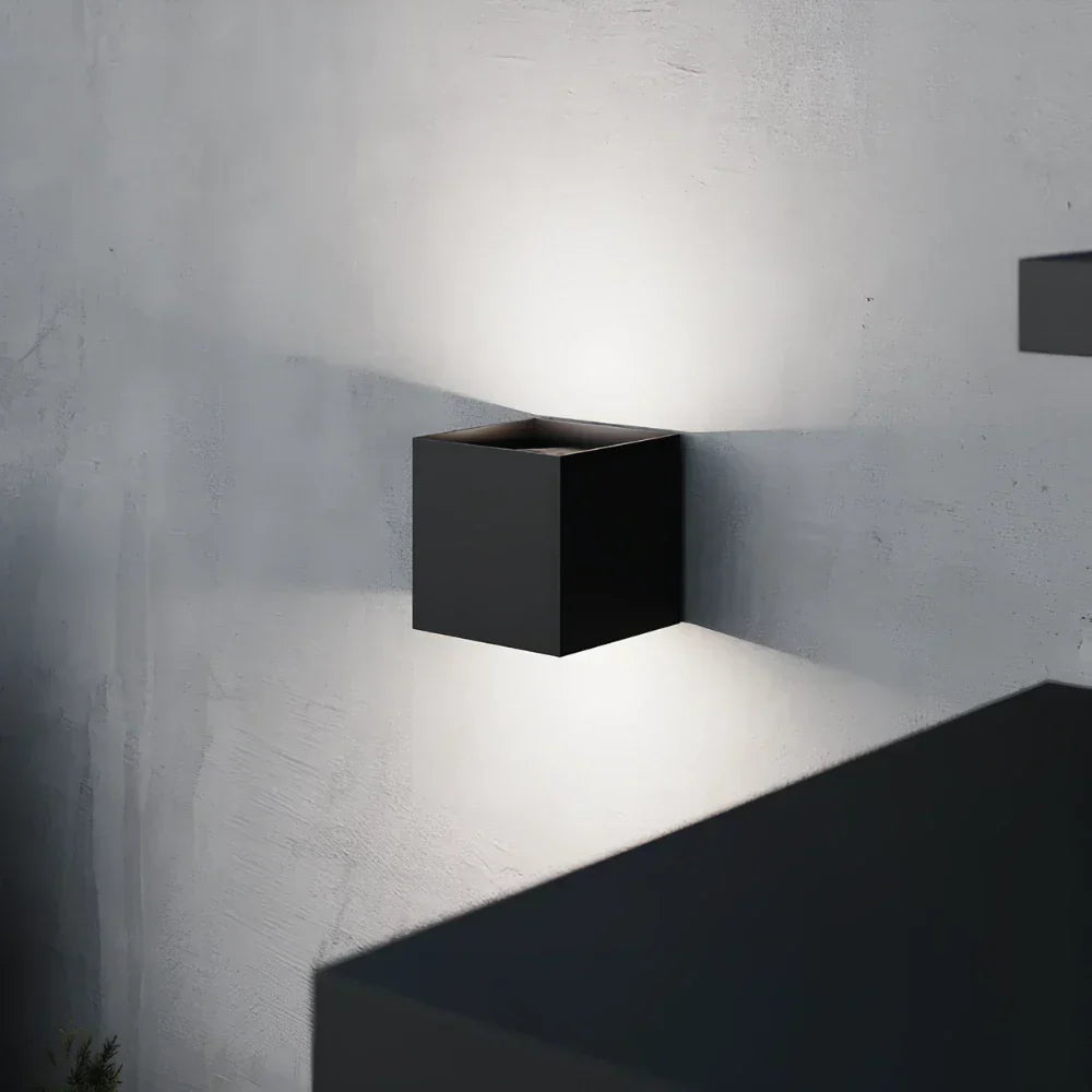 Black Cube LED Wall Light with Adjustable Features