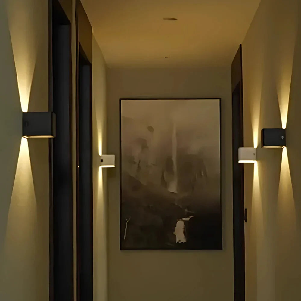 Black Cube LED Wall Light with Adjustable Features