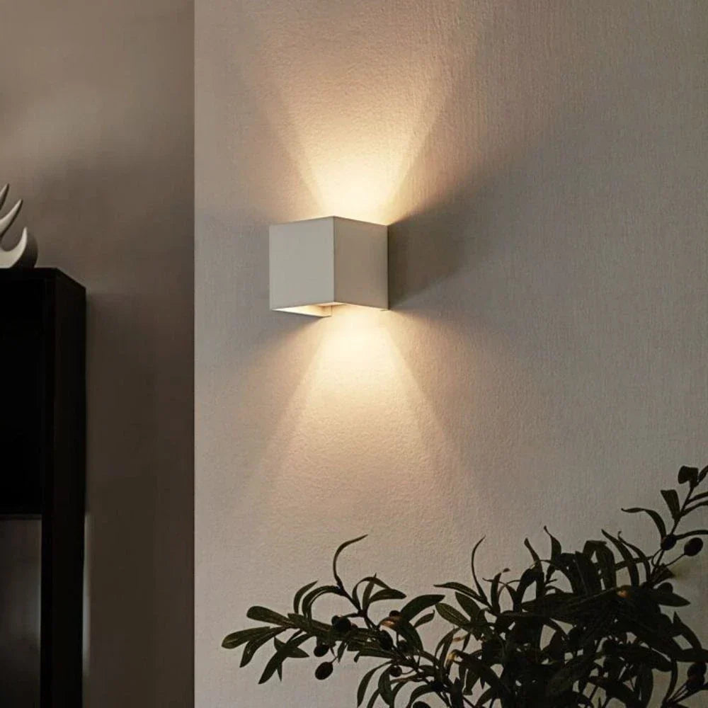 Black Cube LED Wall Light with Adjustable Features