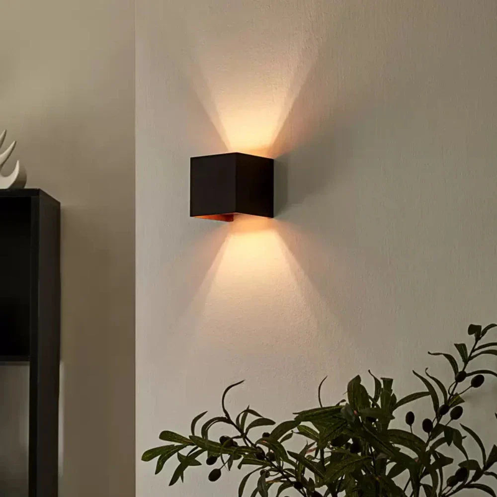 Black Cube LED Wall Light with Adjustable Features