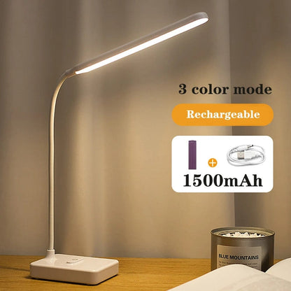 Dimmable Multi-Color Lighting Desk Lamp with Flexible USB Rechargeable Arm